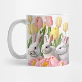 Easter Bunnies in Tulips Mug